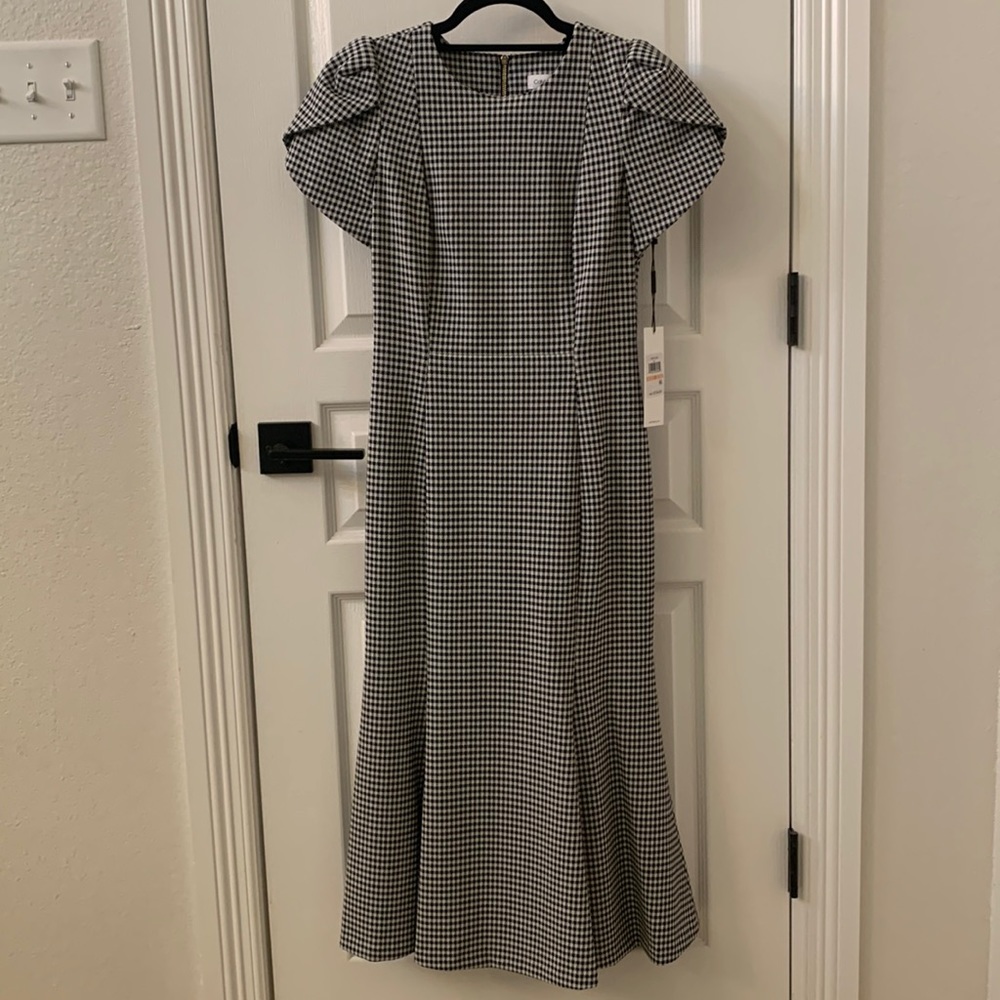 Calvin Klein black and white checkered dress.